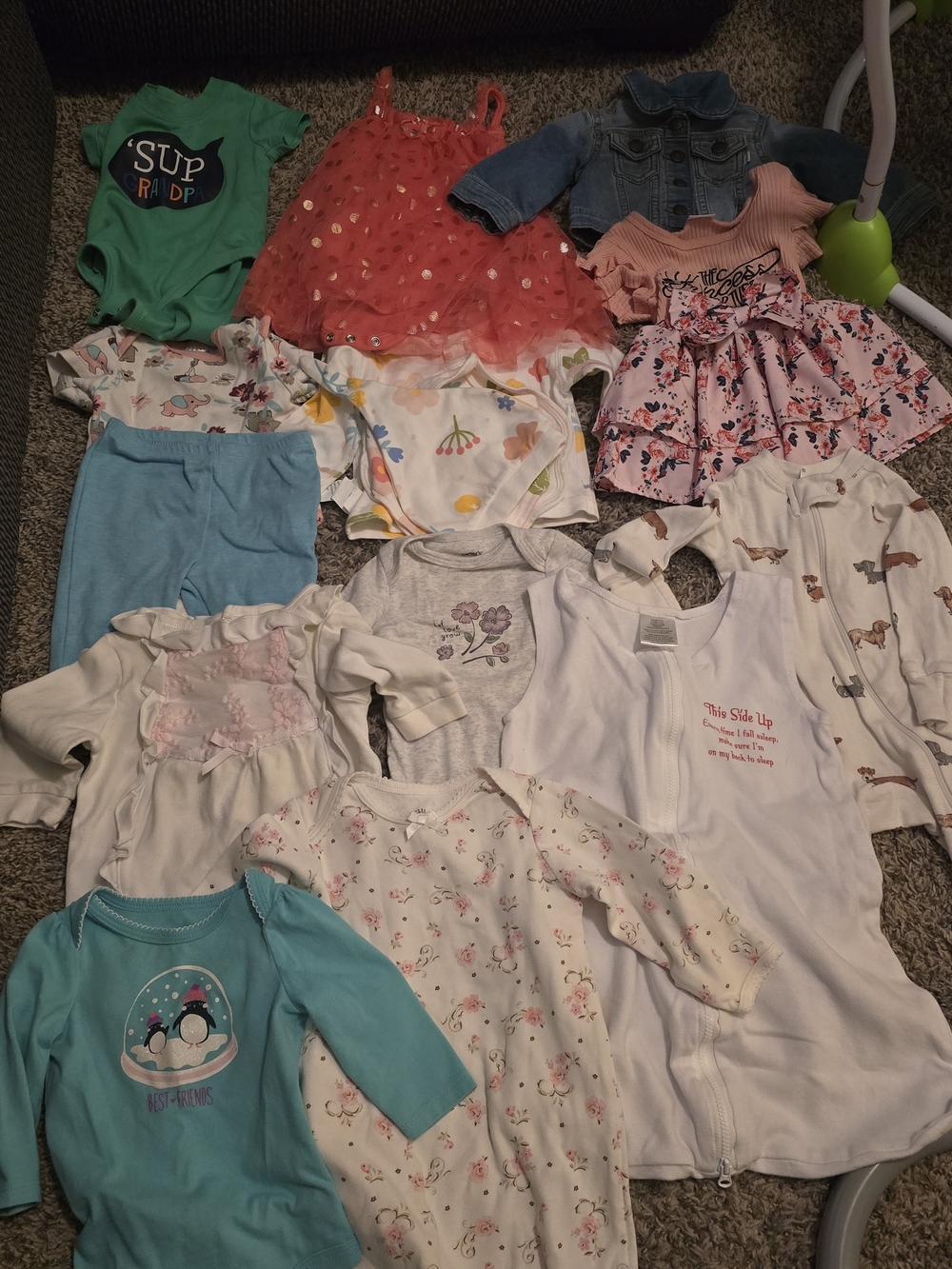 Multiples Baby Girls Clothing Lot in Green, Coral, Pink, Blue, White